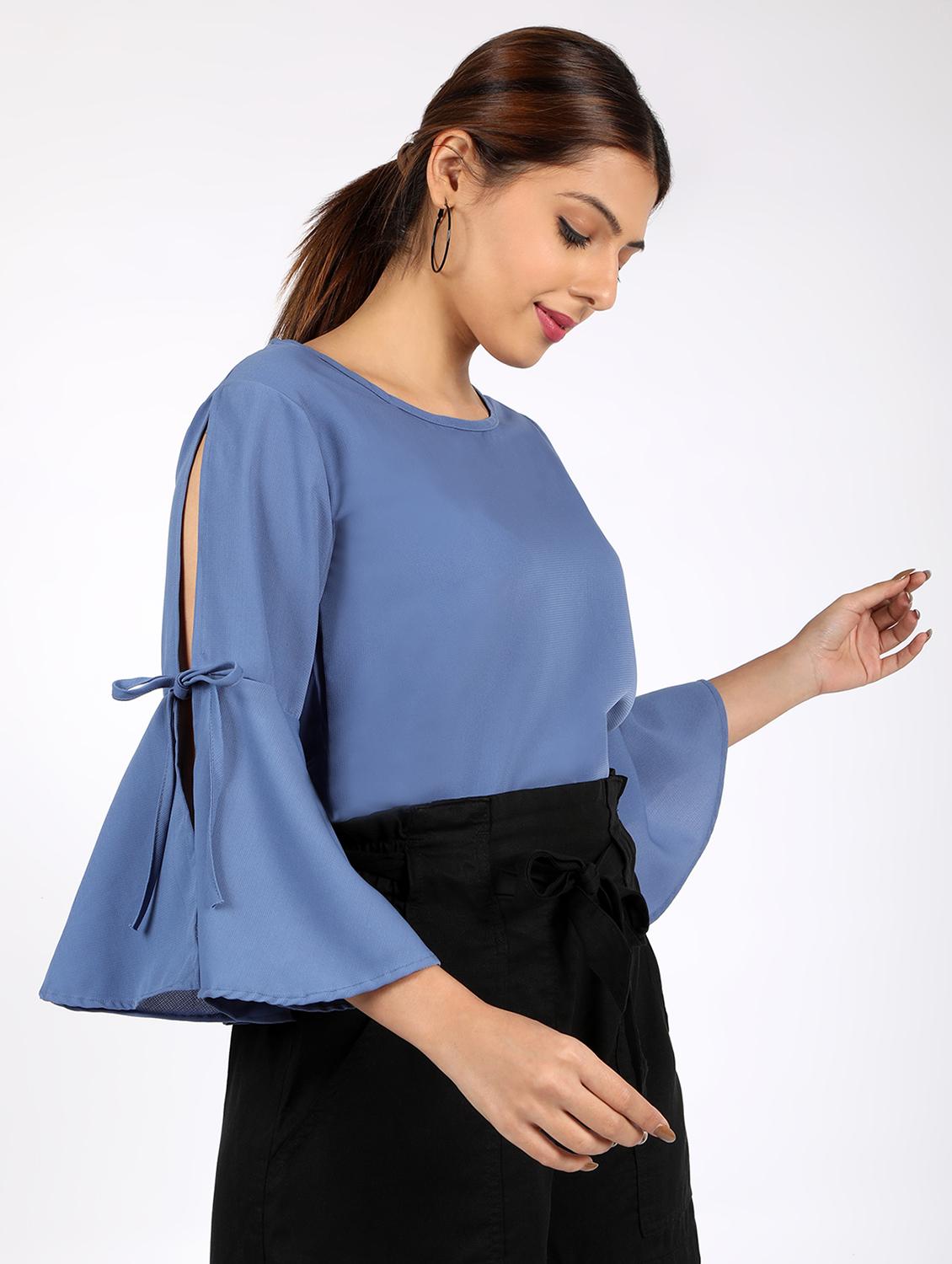 cold bell shoulder solid top - 16812695 - Zoom Image - 0