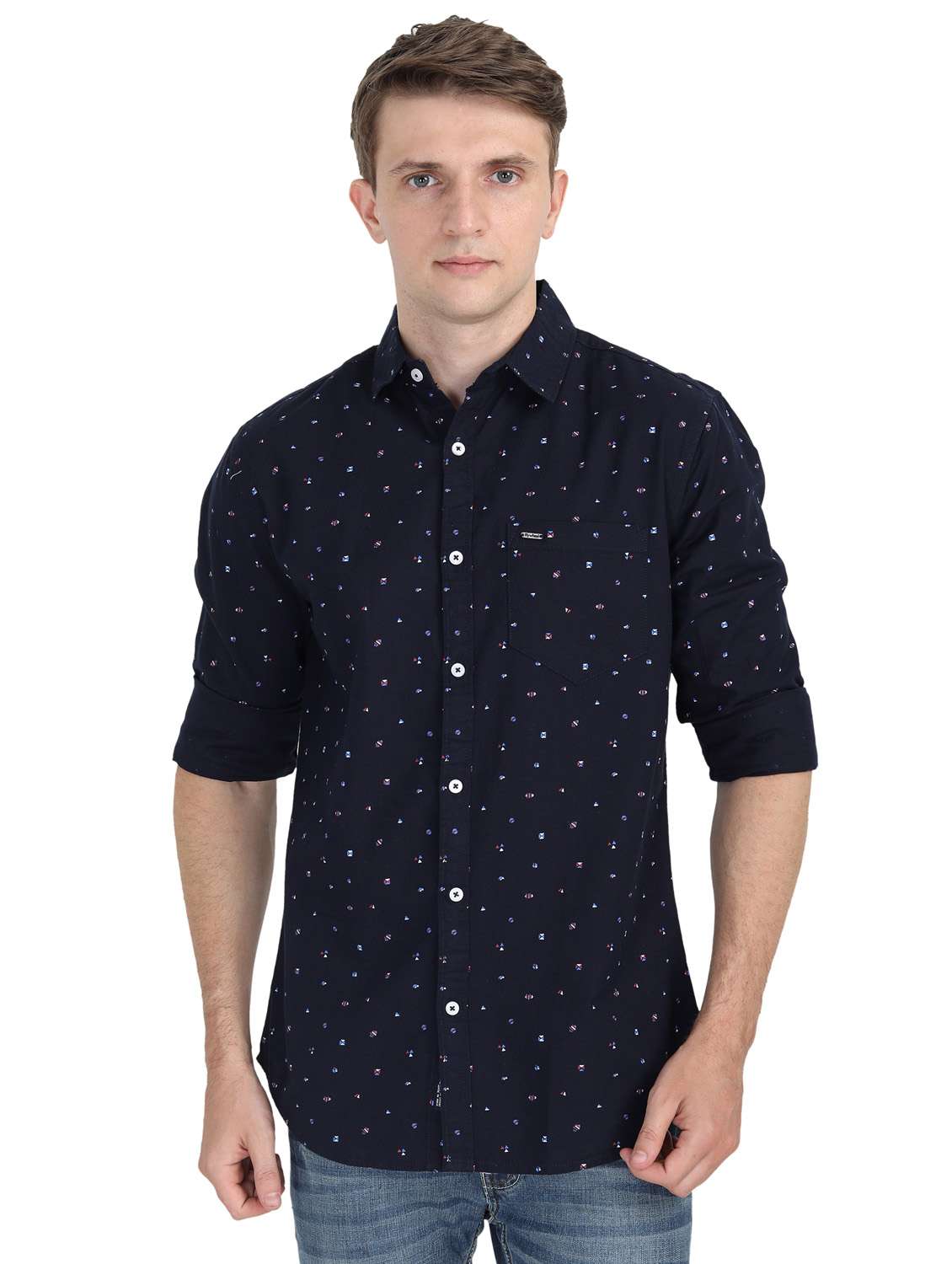 blue printed casual shirt