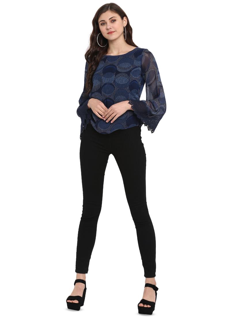 lace detail bell sleeved top - 16813641 - Standard Image - 3