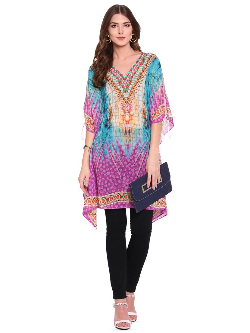 v-neck printed coverup - 16813675 - Standard Image - 3