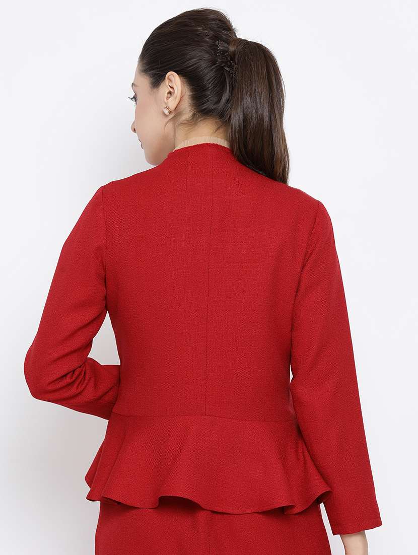 red peplum blazer