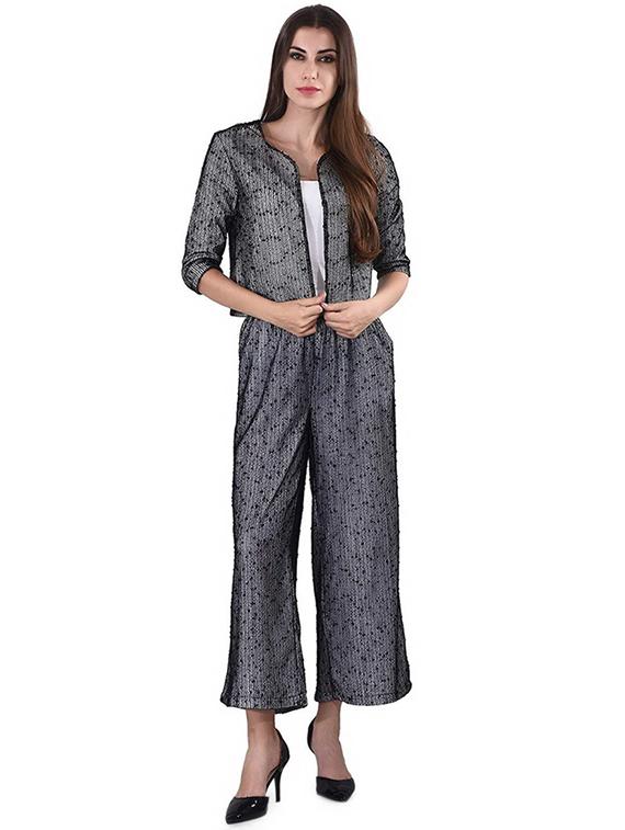 women self design three quarter sleeve formal suit set