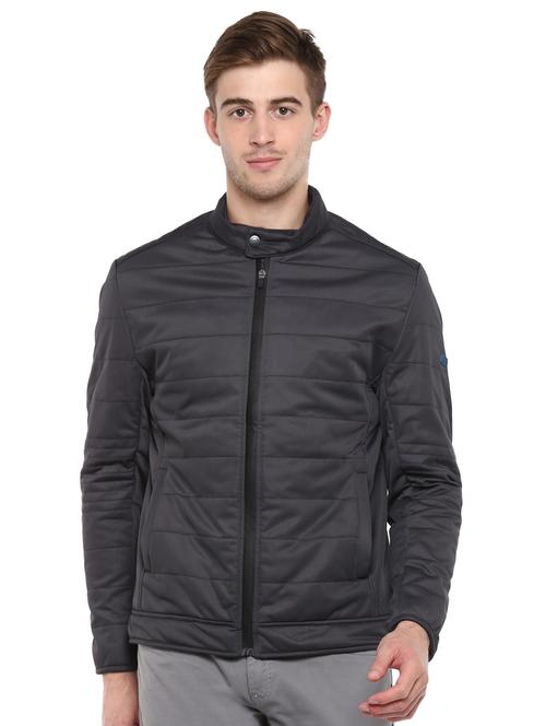 grey solid quilted jacket - 16817195 -  Standard Image - 0