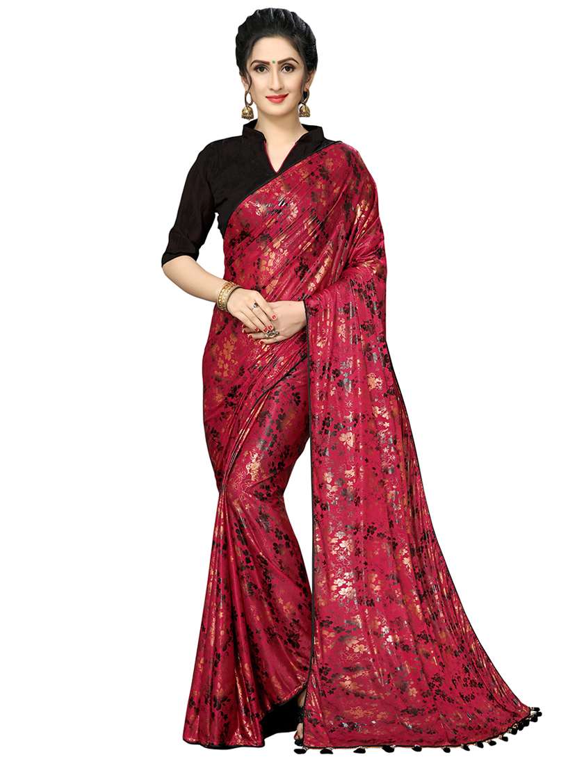 foil printed saree with blouse