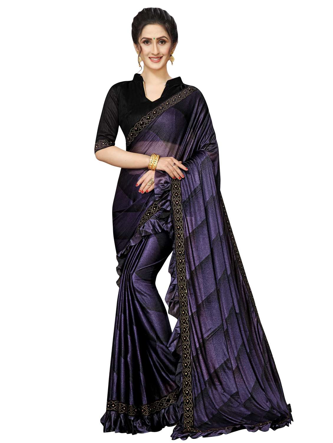 foil printed saree with blouse
