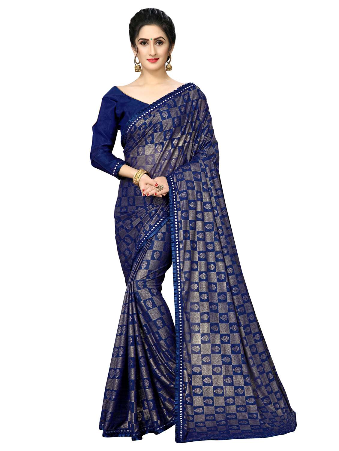 foil printed saree with blouse