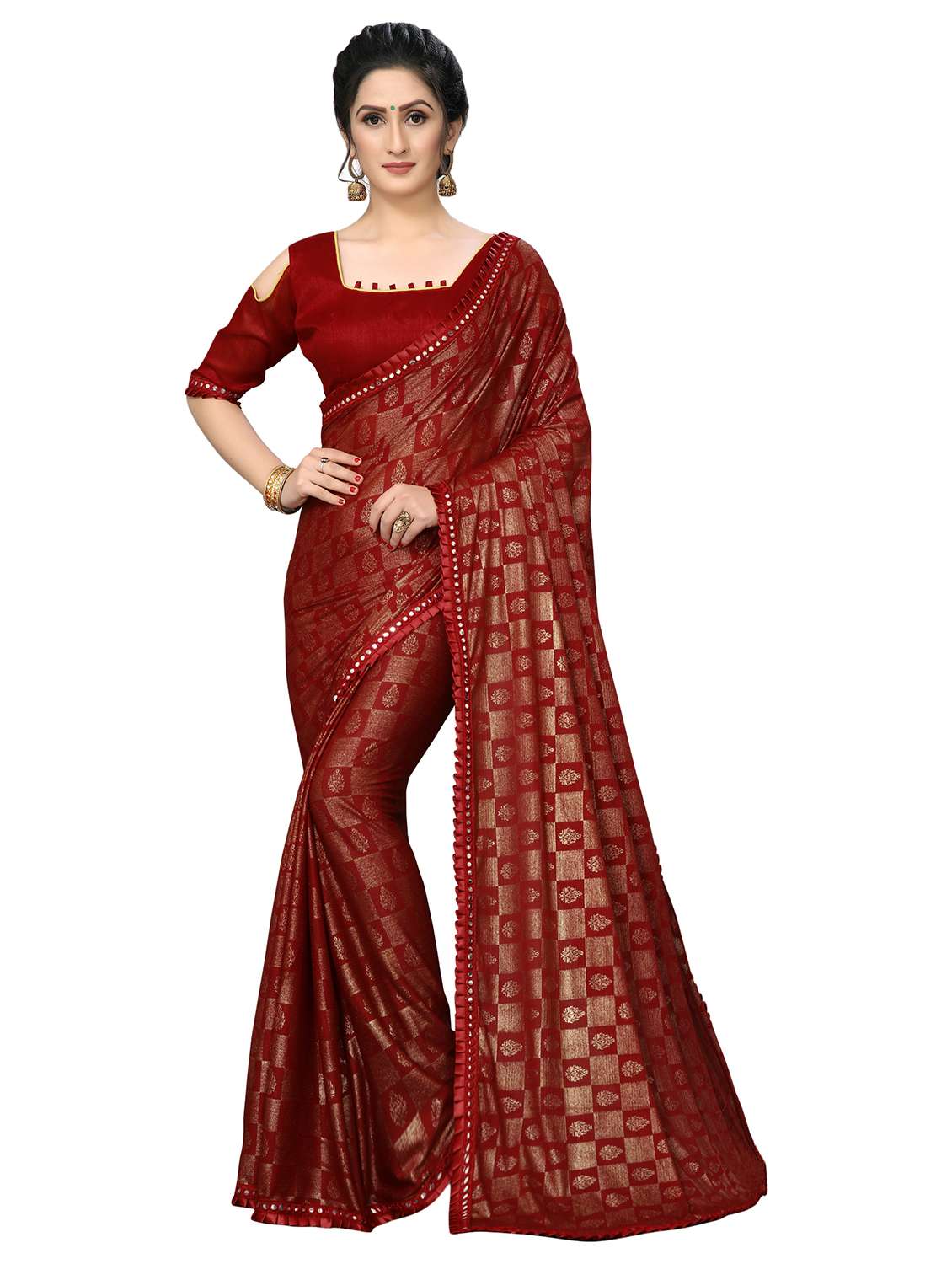foil printed saree with blouse