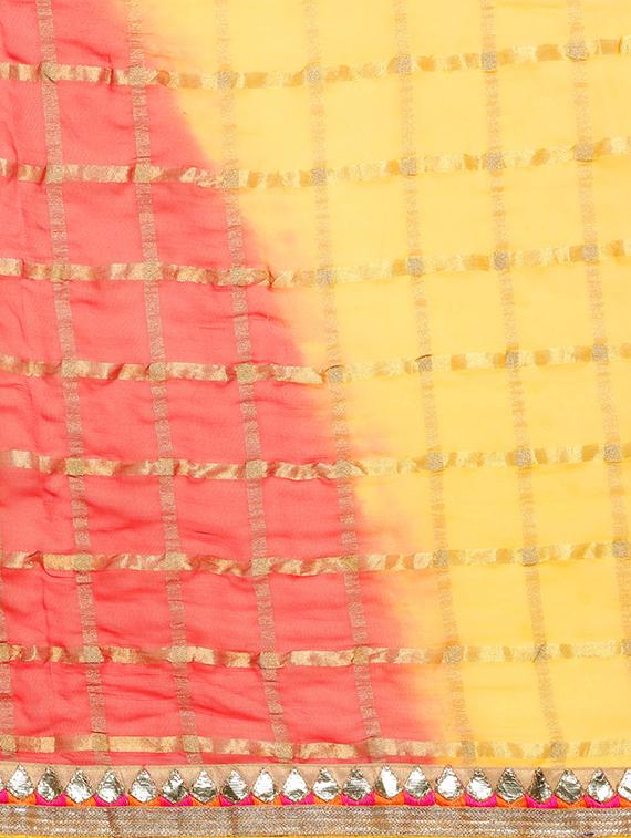 checkered embroidered saree with blouse - 16817829 - Standard Image - 3