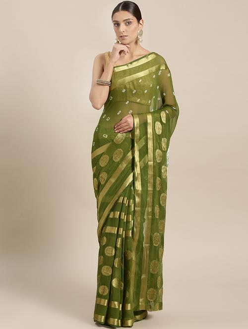 tie & dye printed saree with blouse - 16817838 -  Standard Image - 0