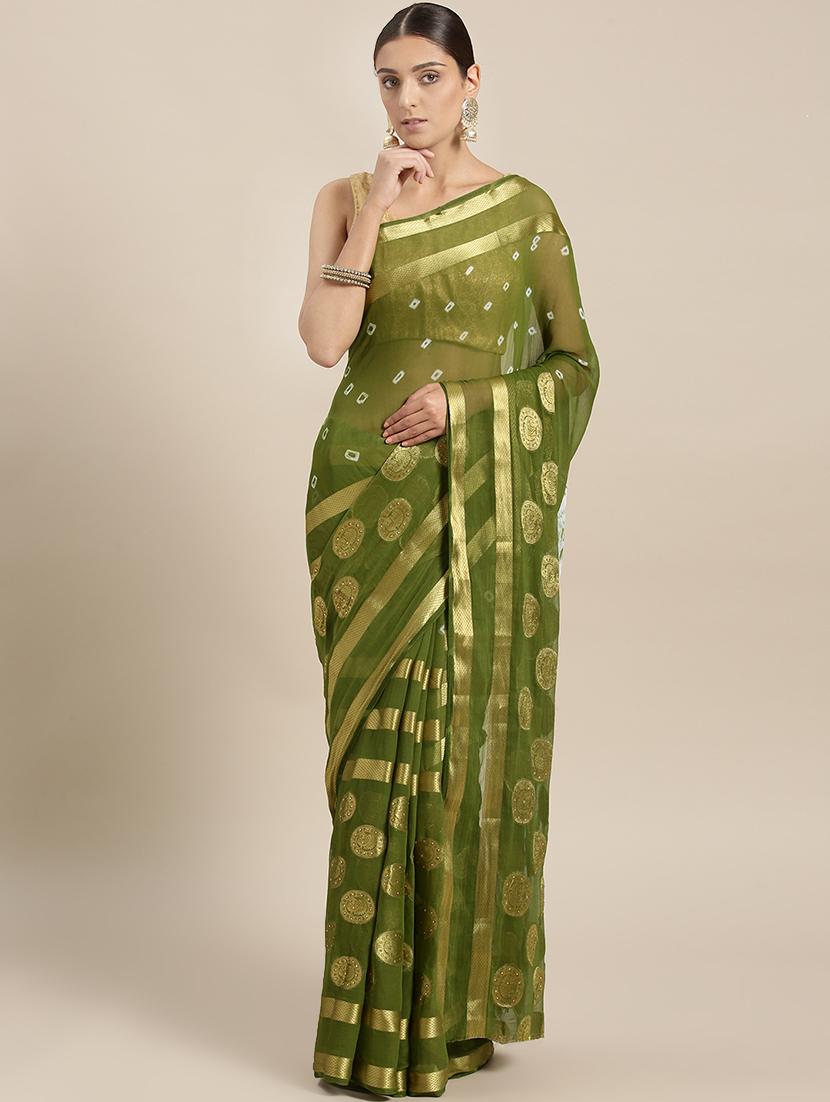 tie & dye printed saree with blouse - 16817838 -  Zoom Image - 0