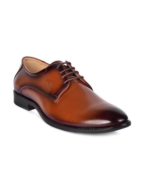 tan leatherette lace-up derbys - 16817877 - Standard Image - 0