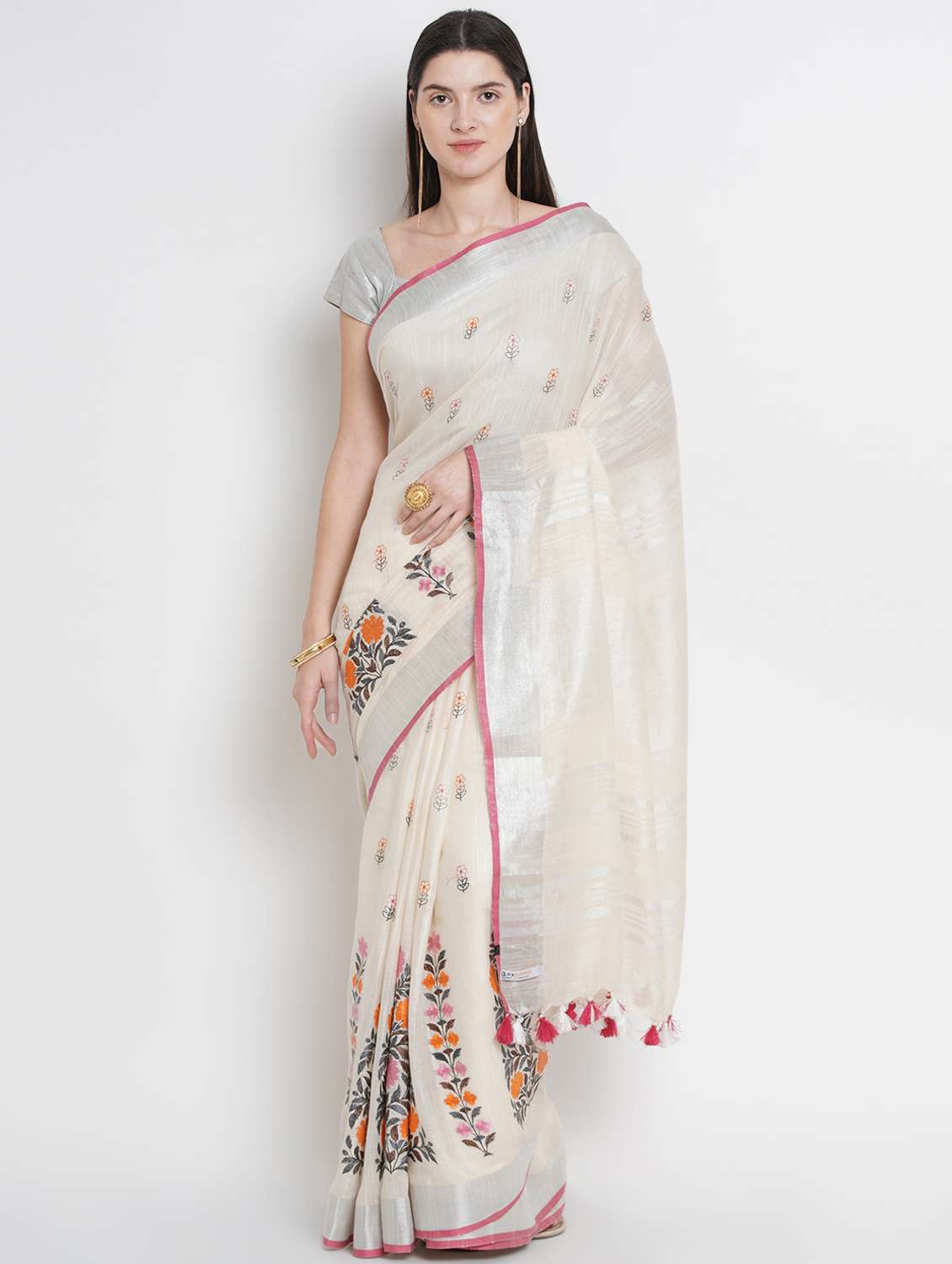 embroidered bhagalpuri saree with blouse