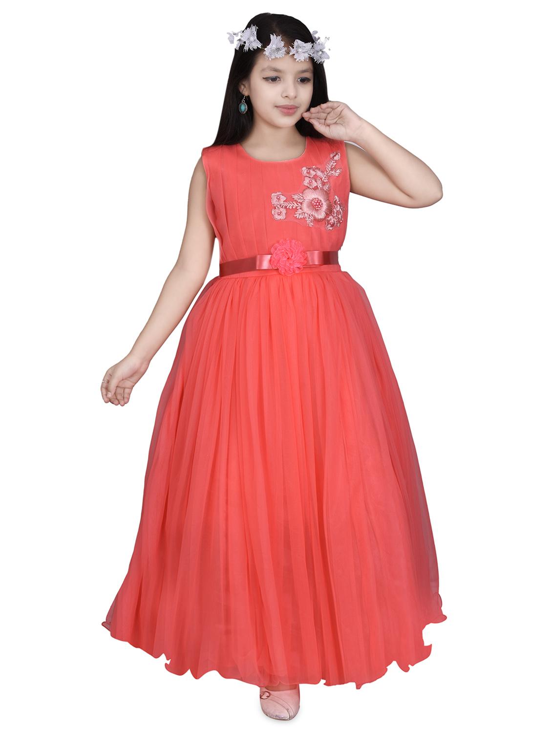 orange net frock - 16822865 -  Zoom Image - 0