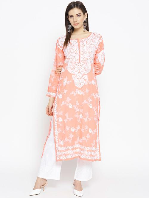 embroidered straight kurta - 16823207 -  Standard Image - 0