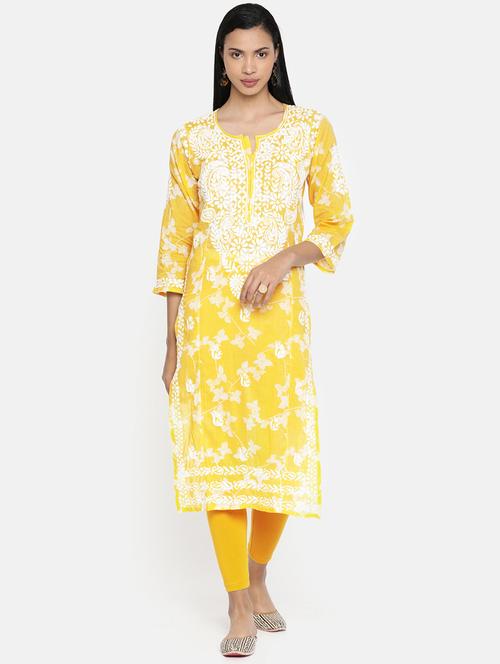 embroidered straight kurta - 16823213 -  Standard Image - 0