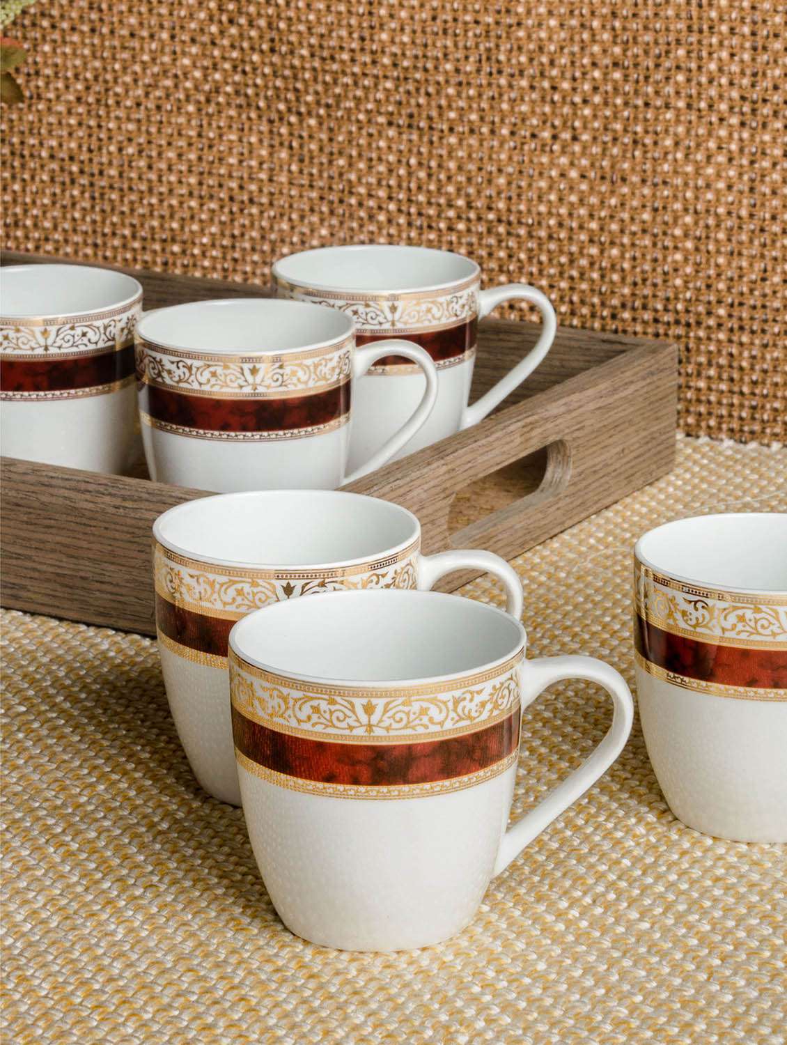 Buy online Bone China Tea Cups With Real Gold Design Print (set Of