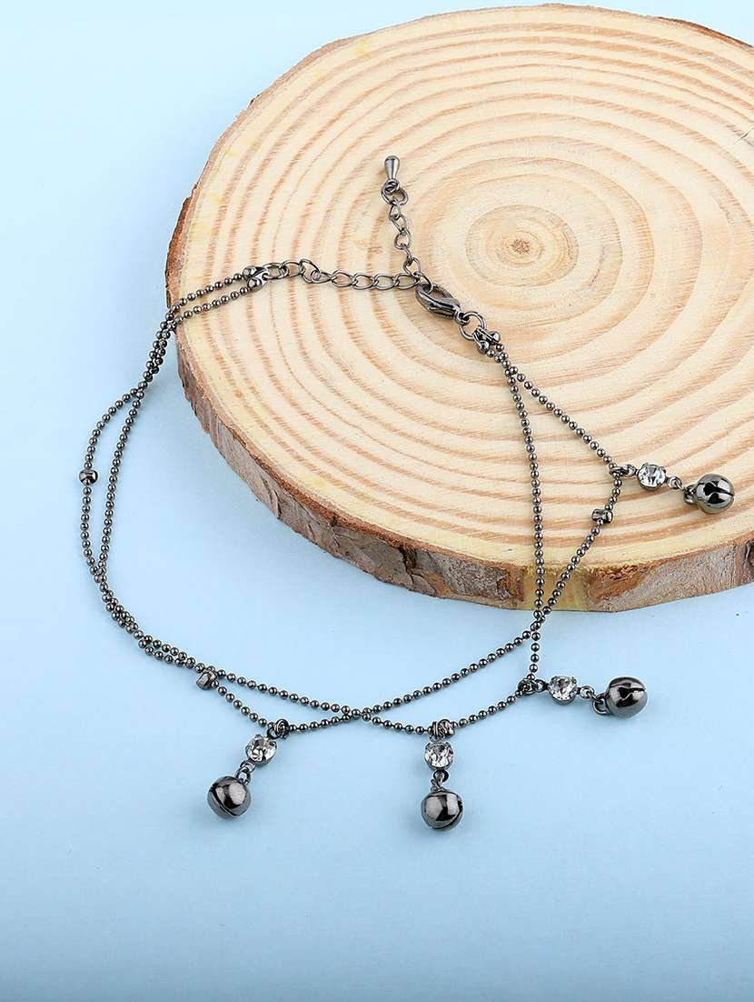 Buy online Black Metal Anklets from fashion jewellery for Women by