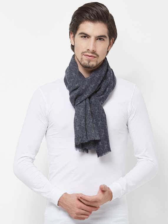 grey printed woolen muffler - 16824888 -  Zoom Image - 0