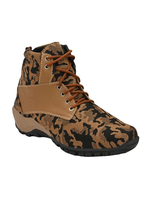 brown fabric high ankle boots - 16825108 - Standard Image - 0