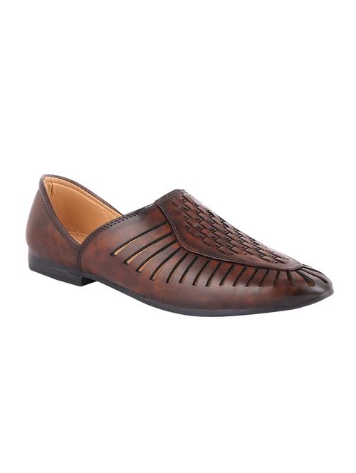 brown leatherette slip on jutis - 16825348 - Standard Image - 0