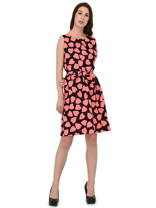 tie front heart print a-line dress - 16826147 -  Standard Image - 0