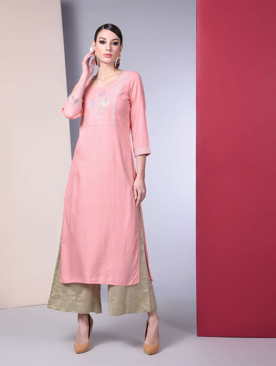 solid straight kurta