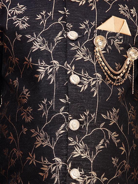 black silk blend kurta sets kurtas & set - 16827254 - Standard Image - 3