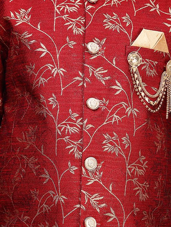 red silk kurta set - 16827257 - Standard Image - 3