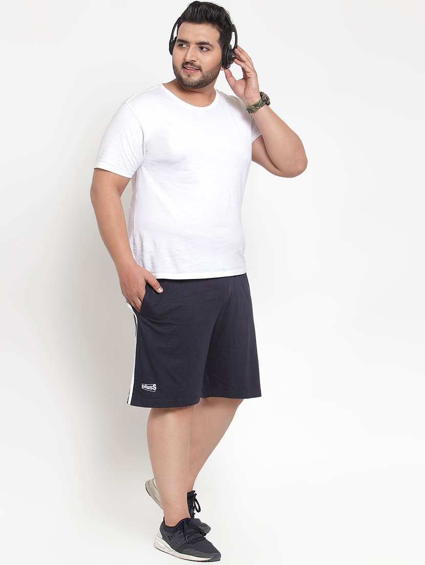 navy blue side striped shorts (plus size) - 16828678 -  Standard Image - 3