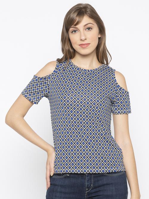 cold shoulder printed top - 16828758 - Standard Image - 0