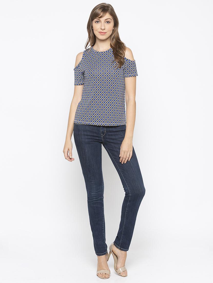 cold shoulder printed top - 16828758 - Standard Image - 3
