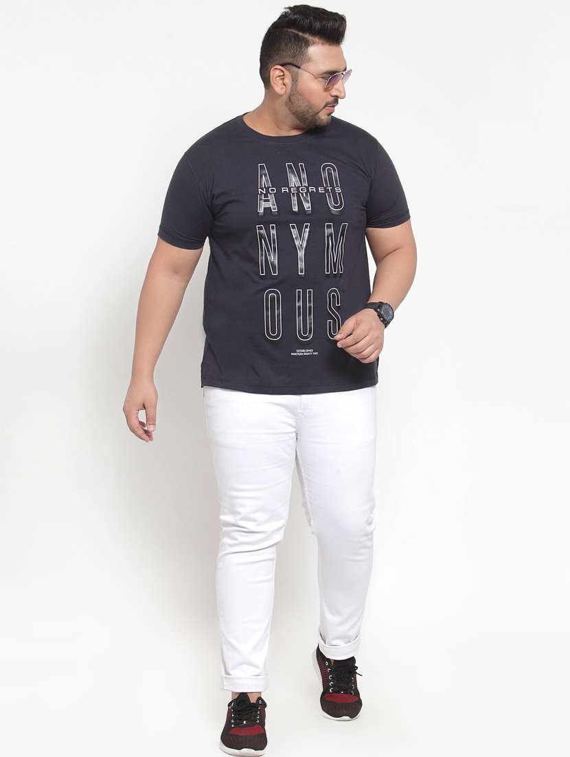 navy blue typographic front printed t-shirt - 16828853 -  Standard Image - 3