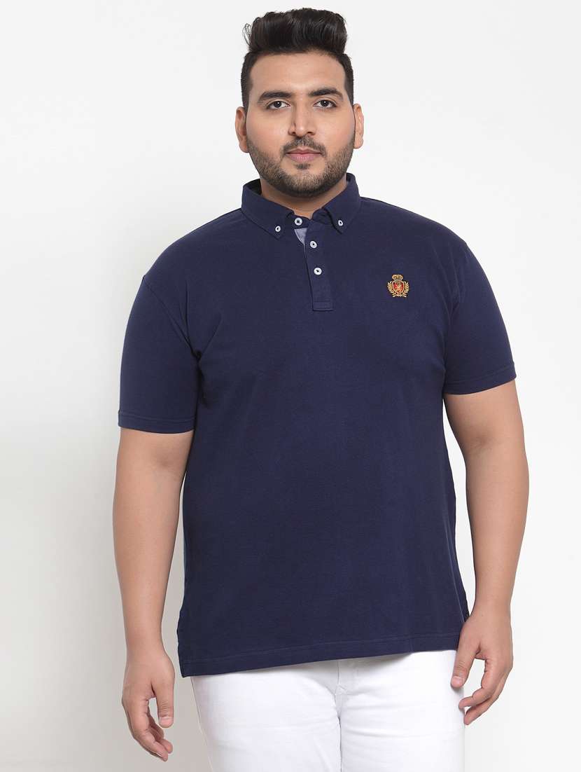 navy blue solid polo t-shirt