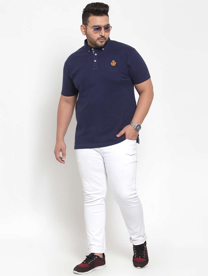 navy blue solid polo t-shirt - 16828855 -  Standard Image - 3