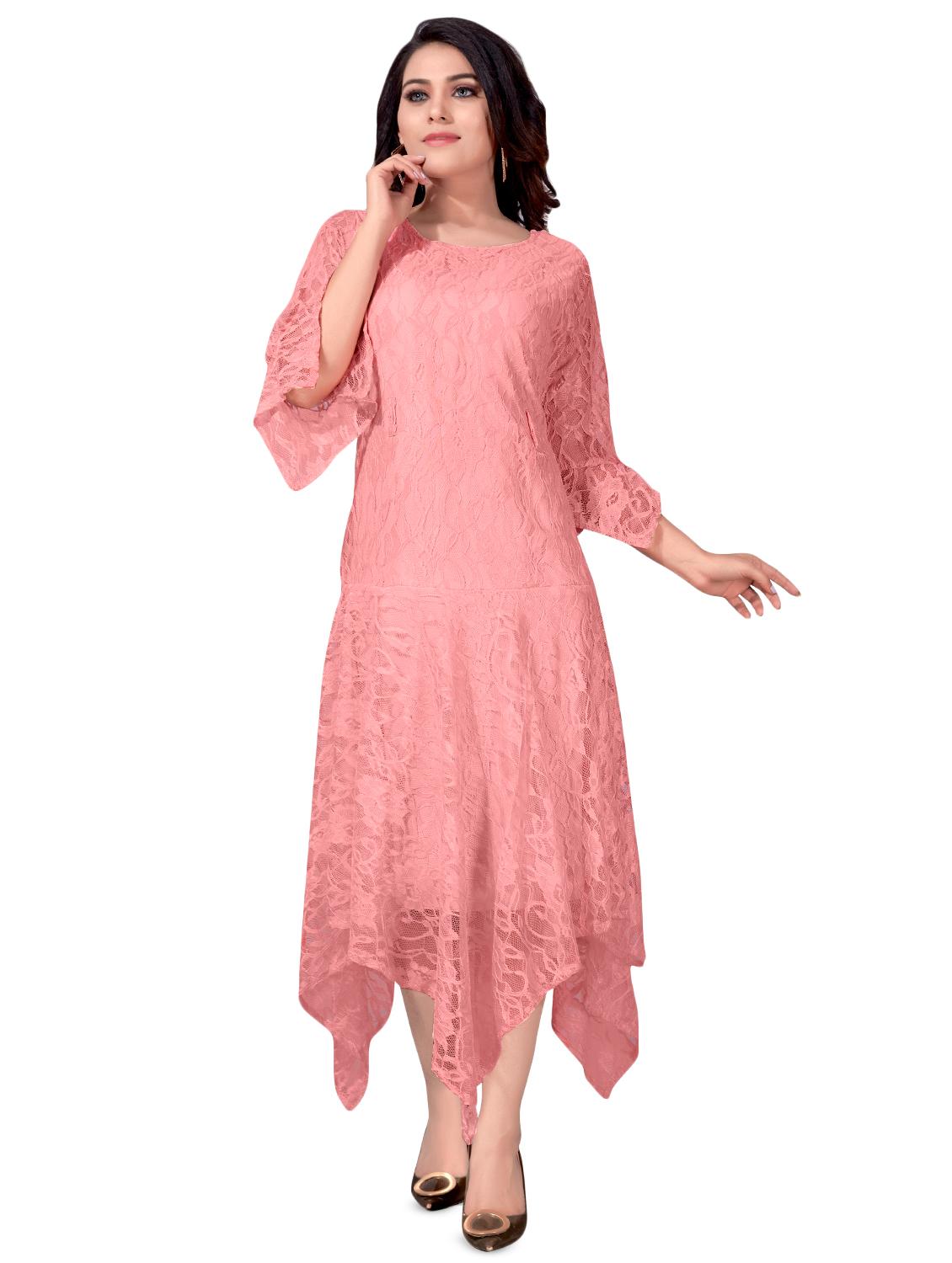 asymmetric hem laced dress - 16828965 - Zoom Image - 0