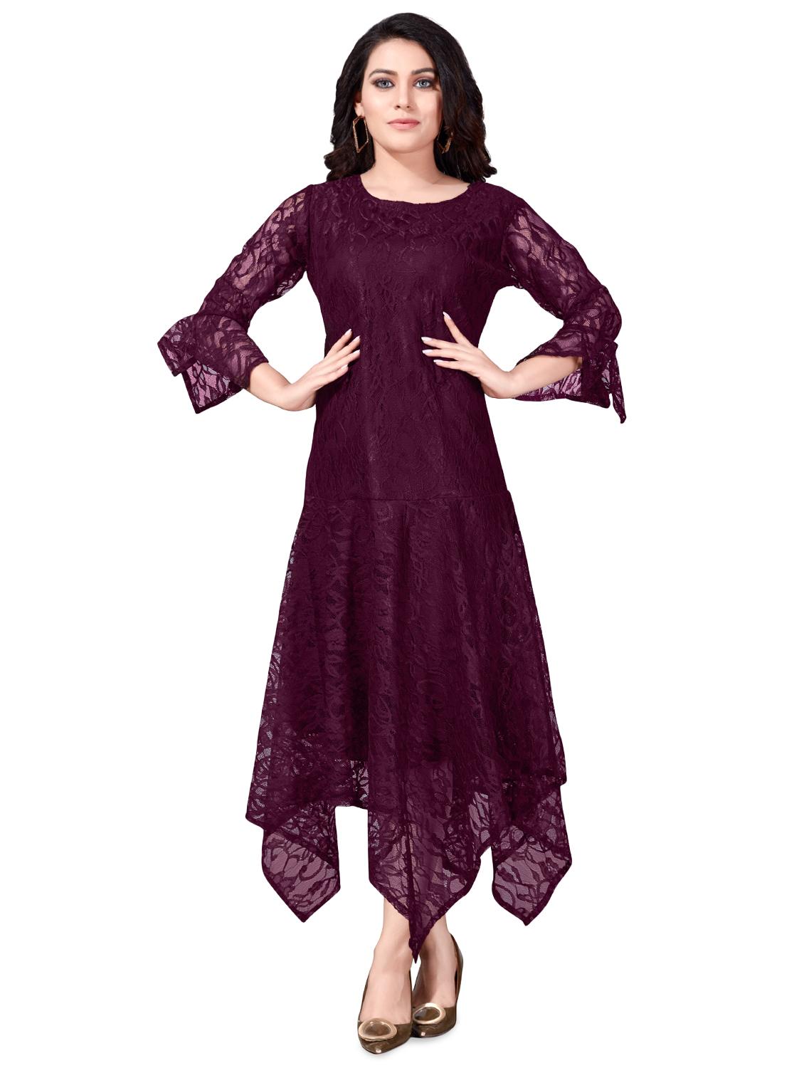 asymmetric hem laced dress  - 16828966 -  Zoom Image - 0