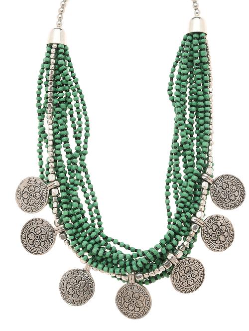 green metal long necklace - 16829875 - Standard Image - 0
