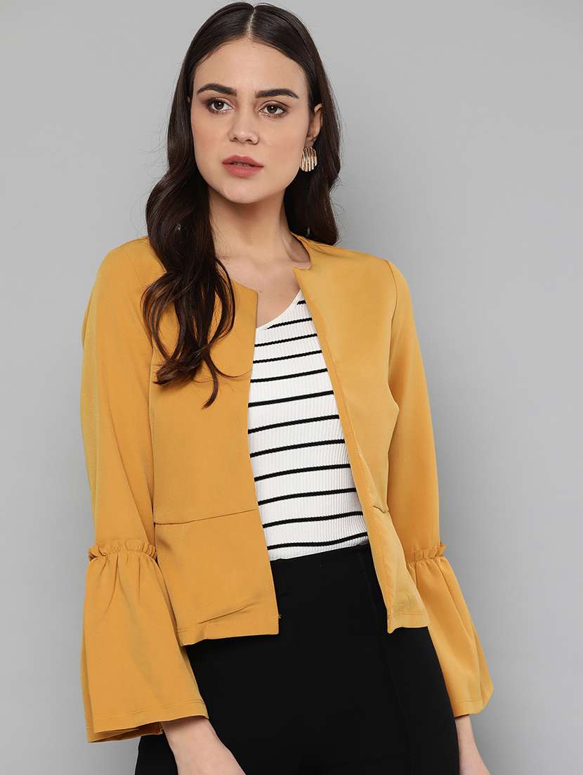 Buy online Bell Sleeved Collarless Jacket from jackets and blazers