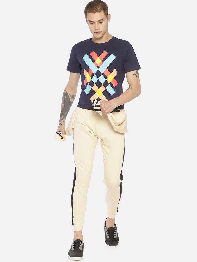 beige side taped joggers - 16830915 -  Standard Image - 3