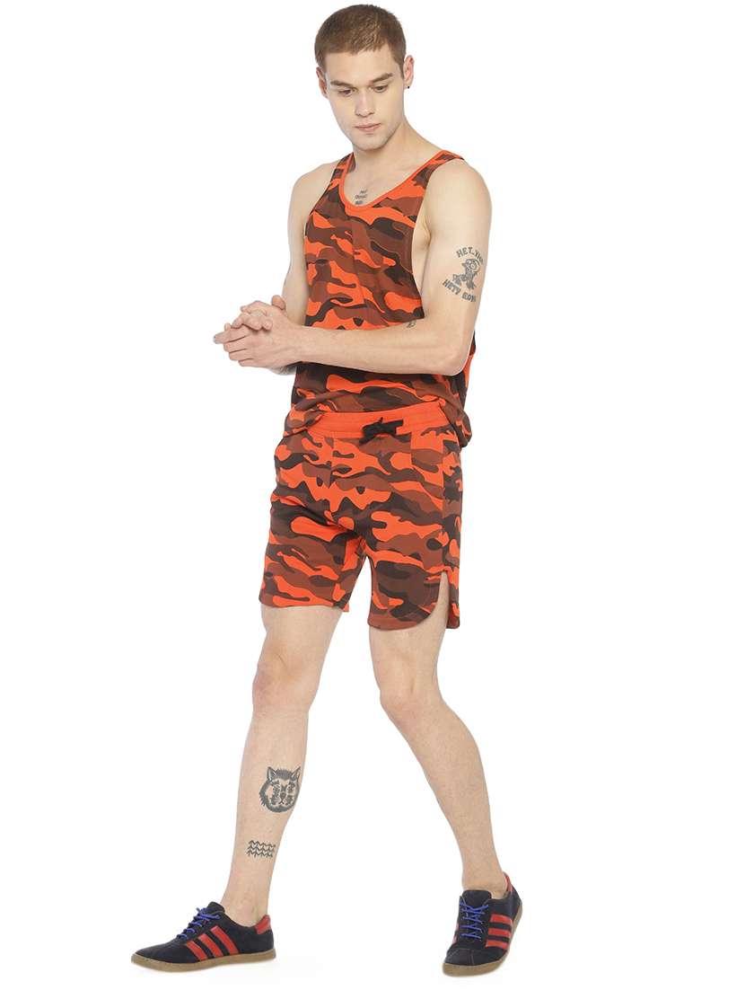 orange camouflage print shorts - 16830916 - Standard Image - 3