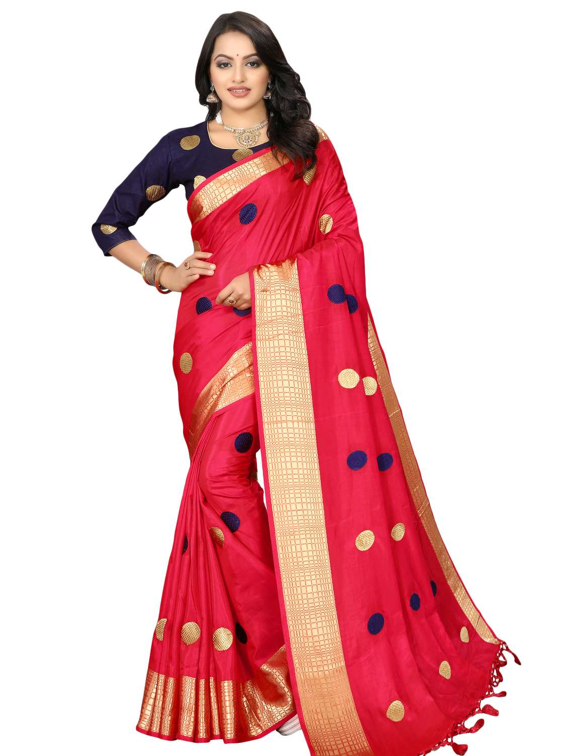 self design woven saree with blouse