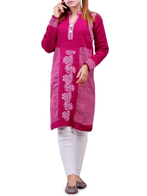 printed woolen kurta - 16831624 - Standard Image - 0