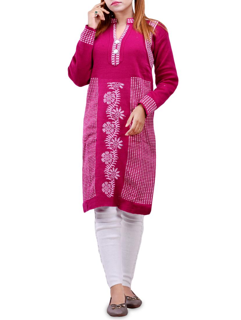 printed woolen kurta - 16831624 - Zoom Image - 0