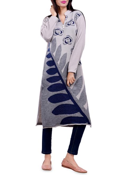 printed woolen kurta - 16831641 -  Standard Image - 0