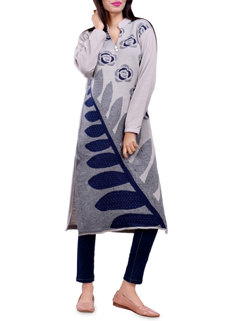 printed woolen kurta - 16831641 -  Zoom Image - 0