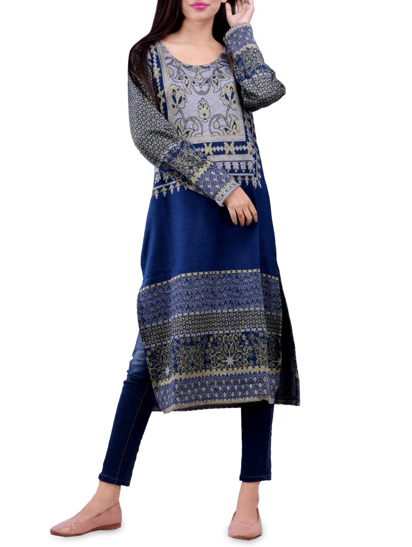 printed woolen kurta - 16831642 - Zoom Image - 0