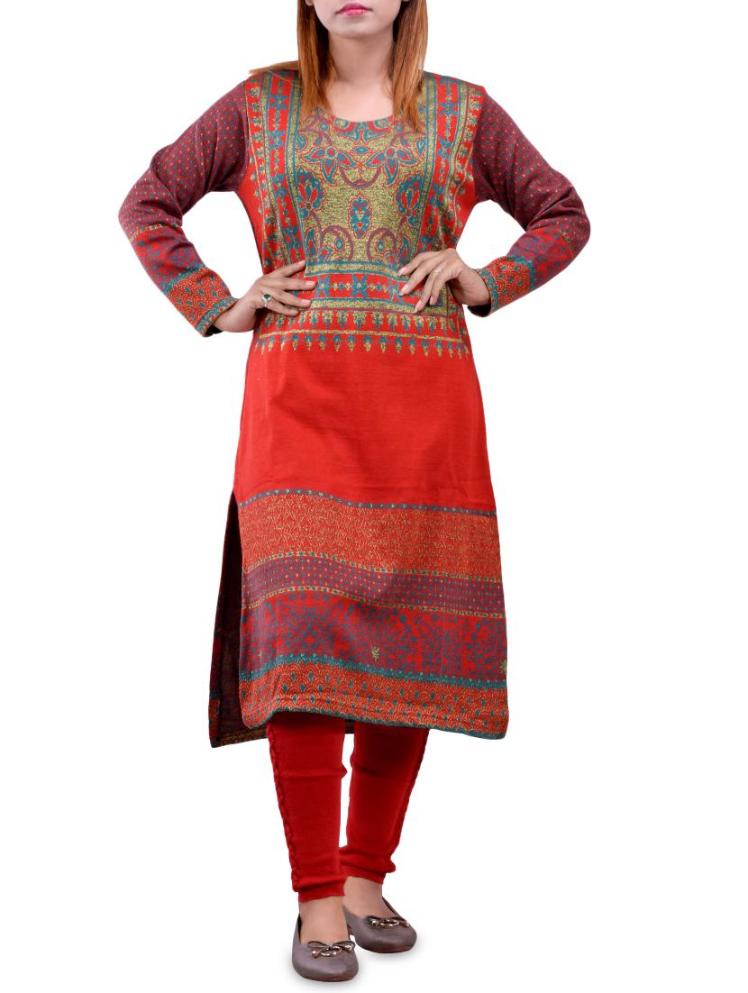 printed woolen kurta - 16831644 - Zoom Image - 0