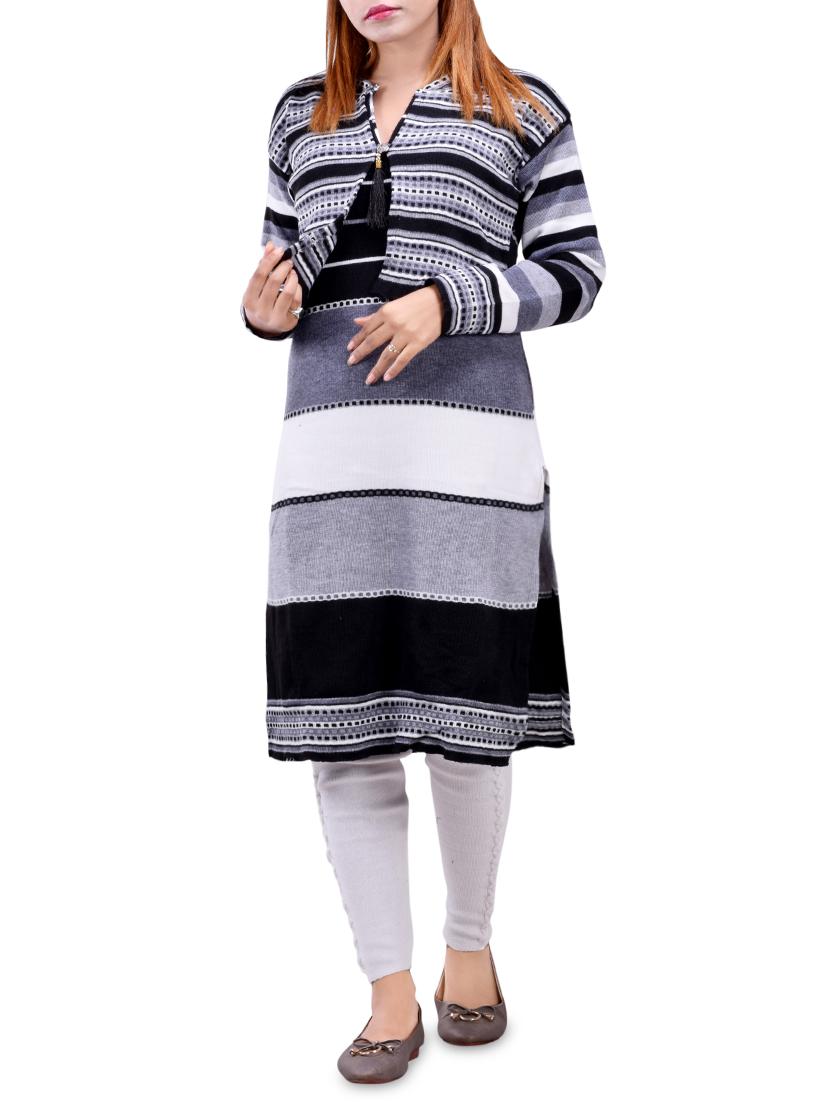 striped woolen kurta - 16831665 - Zoom Image - 0