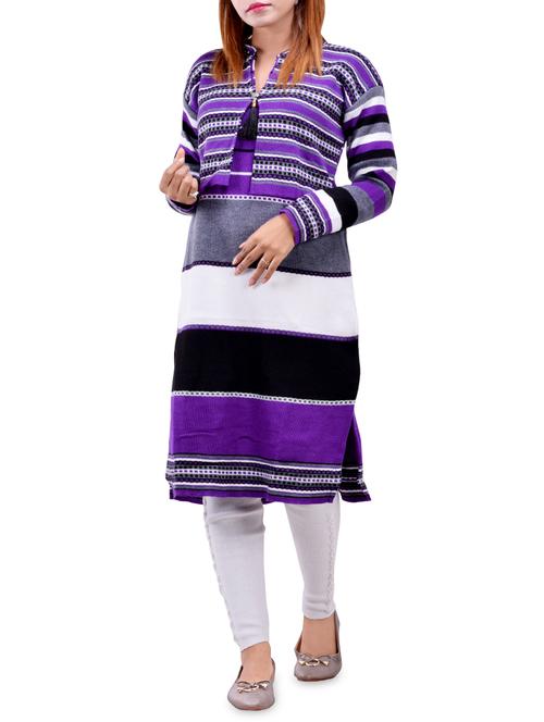 striped woolen kurta - 16831666 - Standard Image - 0