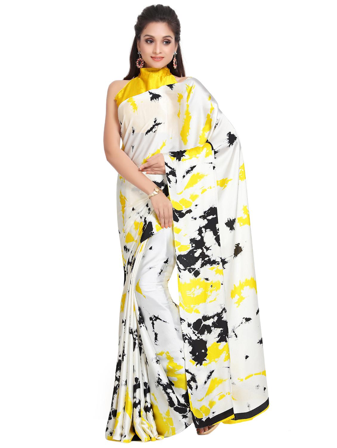 abstract printed saree with blouse - 16832425 - Zoom Image - 0